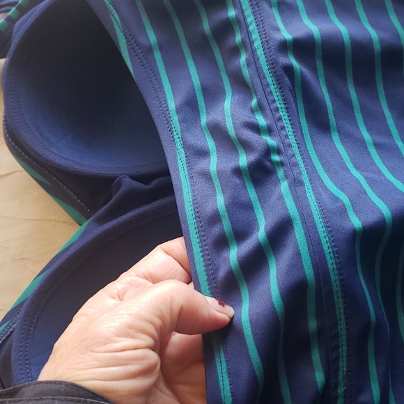 Vintage Striped One-Piece Swimsuit - Blue and Green - Picture 8 of 9